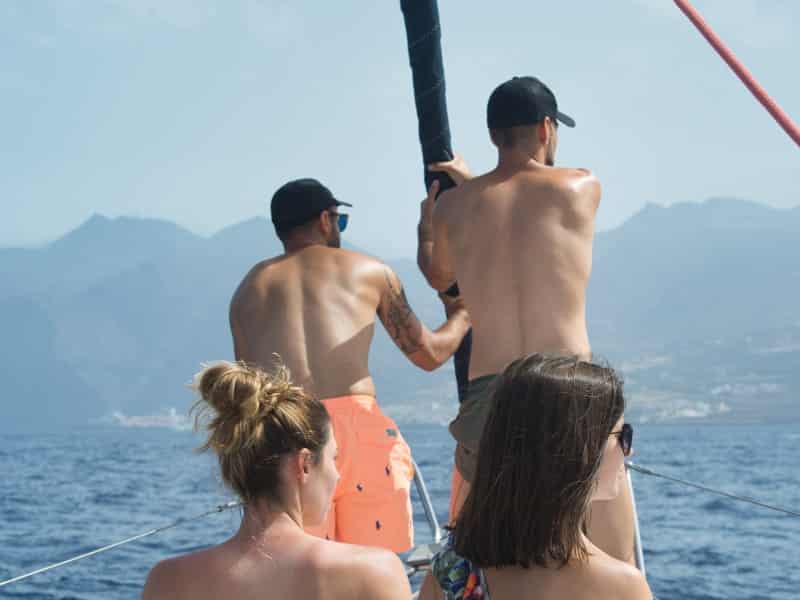 Vistas desde el barco al acantilado de Los Gigantes